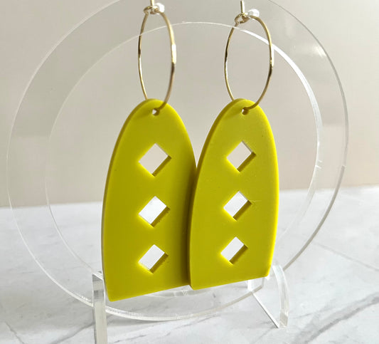 Arch Cutout Earrings: Chartreuse