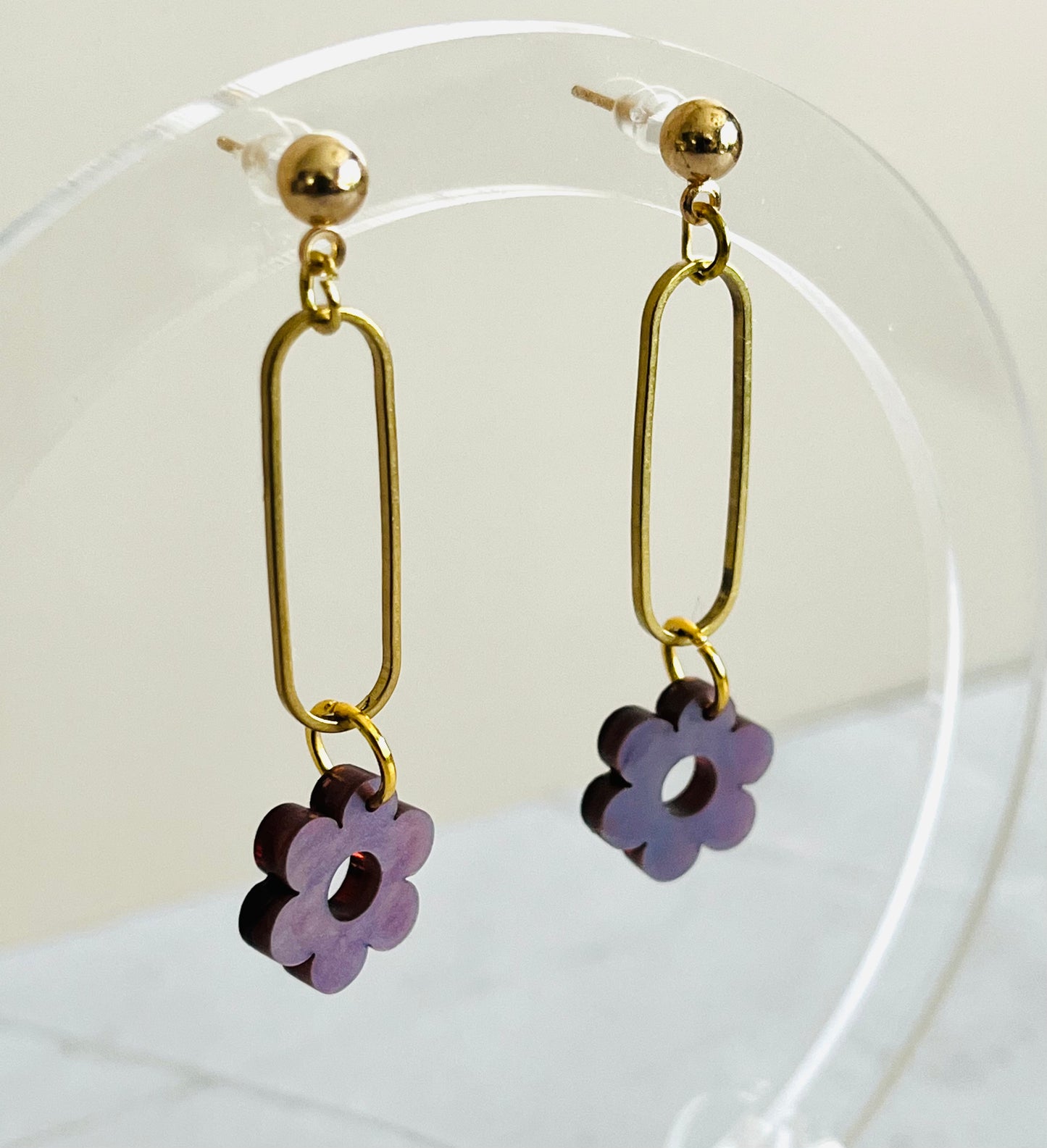 Flower Drop Earrings: Abalone