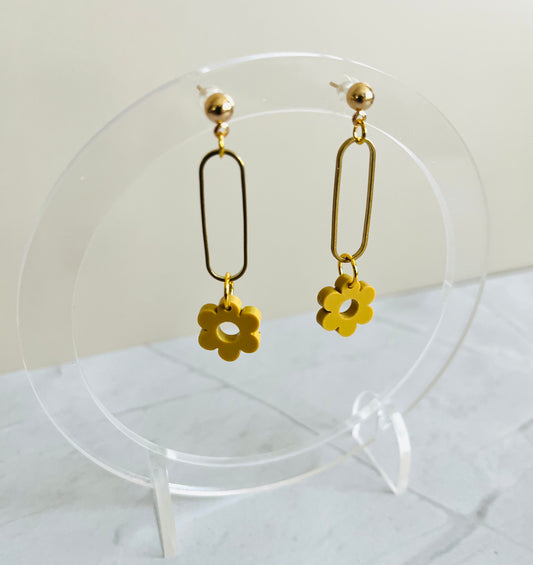 Flower Drop Earrings-Mustard Seed