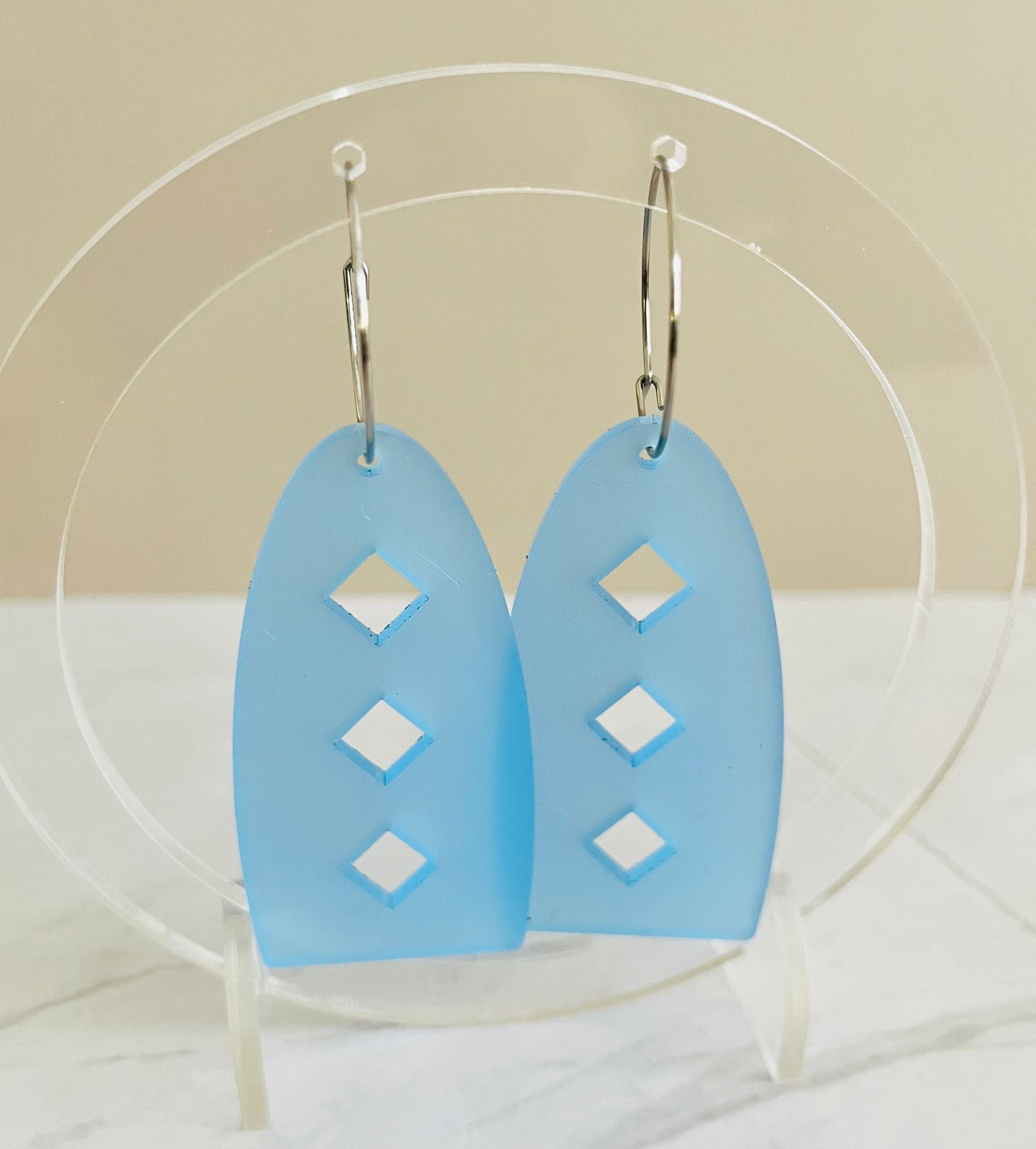 Arch Cutout Earrings: Frosted Sky