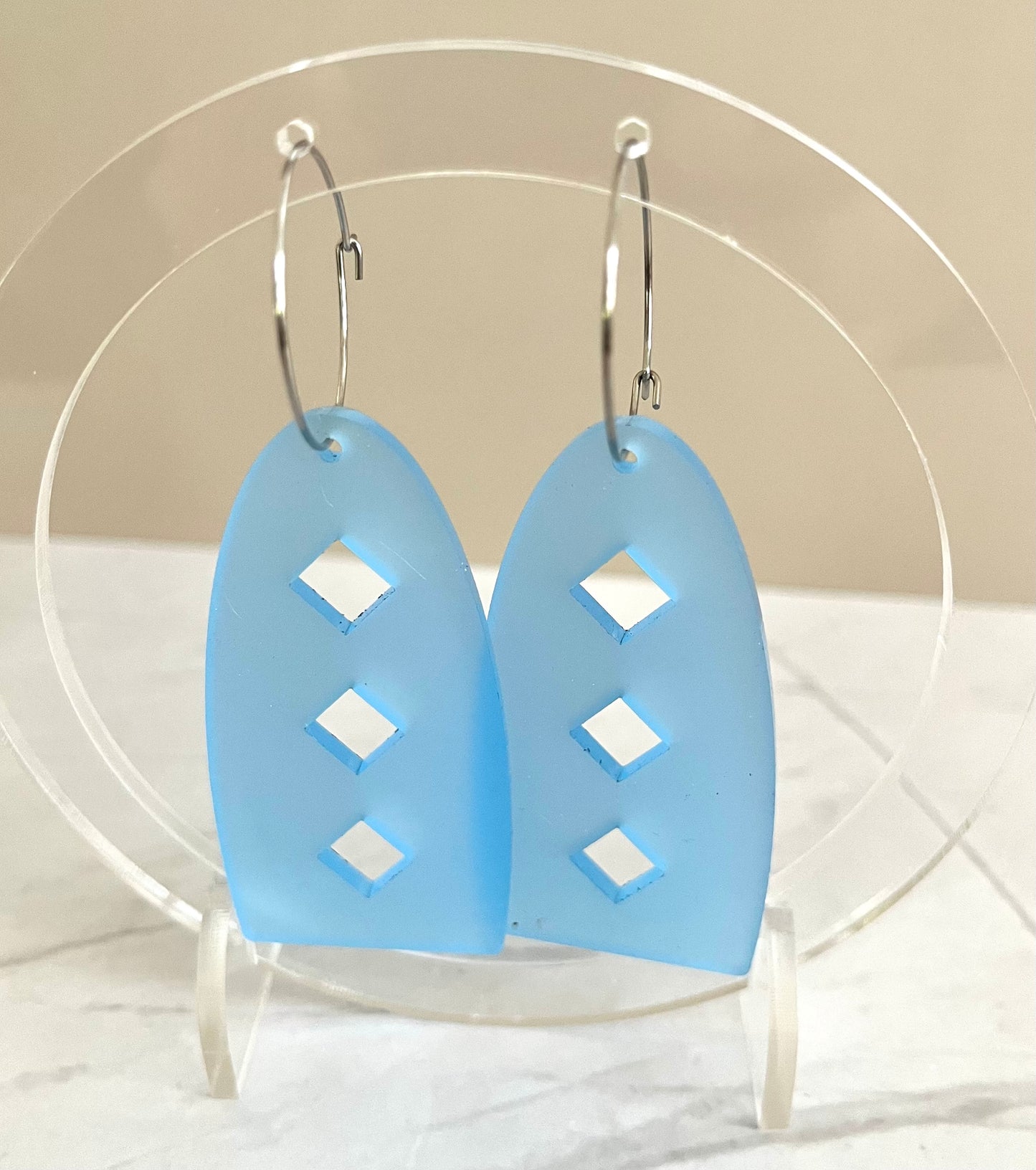 Arch Cutout Earrings: Frosted Sky