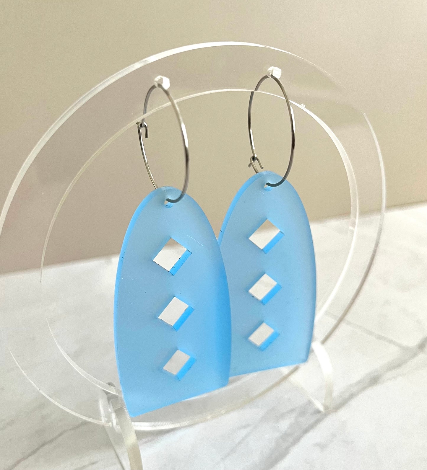 Arch Cutout Earrings: Frosted Sky