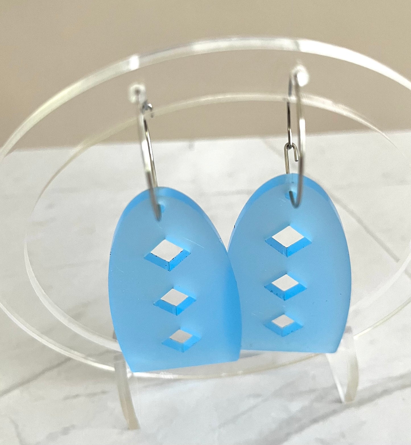 Arch Cutout Earrings: Frosted Sky