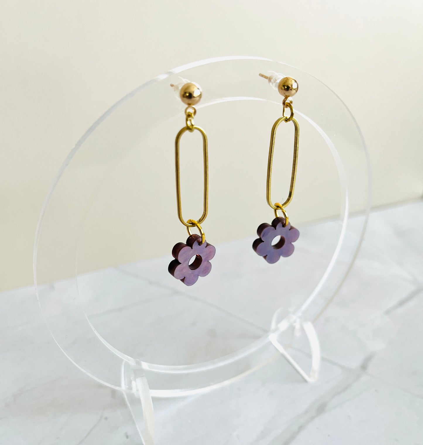 Flower Drop Earrings: Abalone