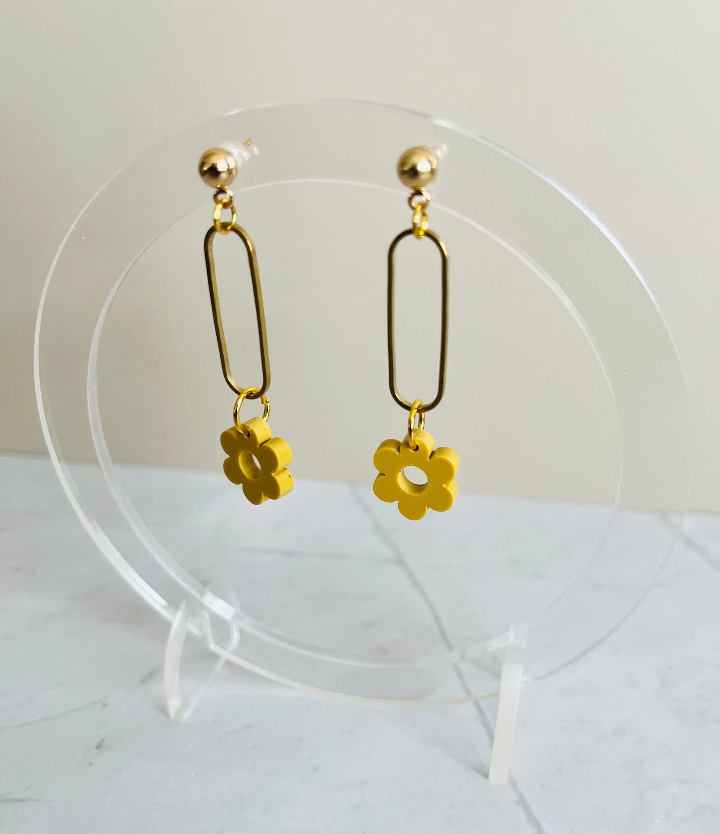 Flower Drop Earrings-Mustard Seed
