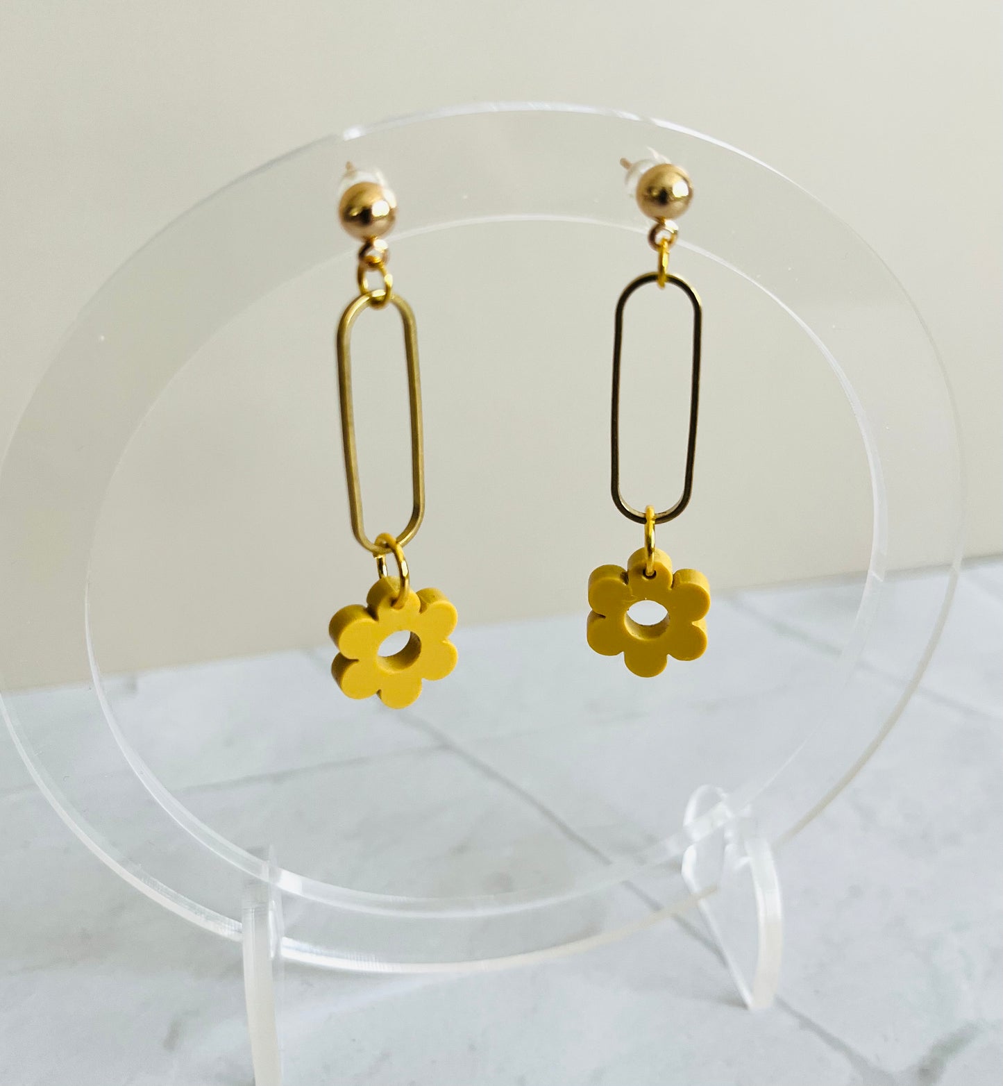 Flower Drop Earrings-Mustard Seed
