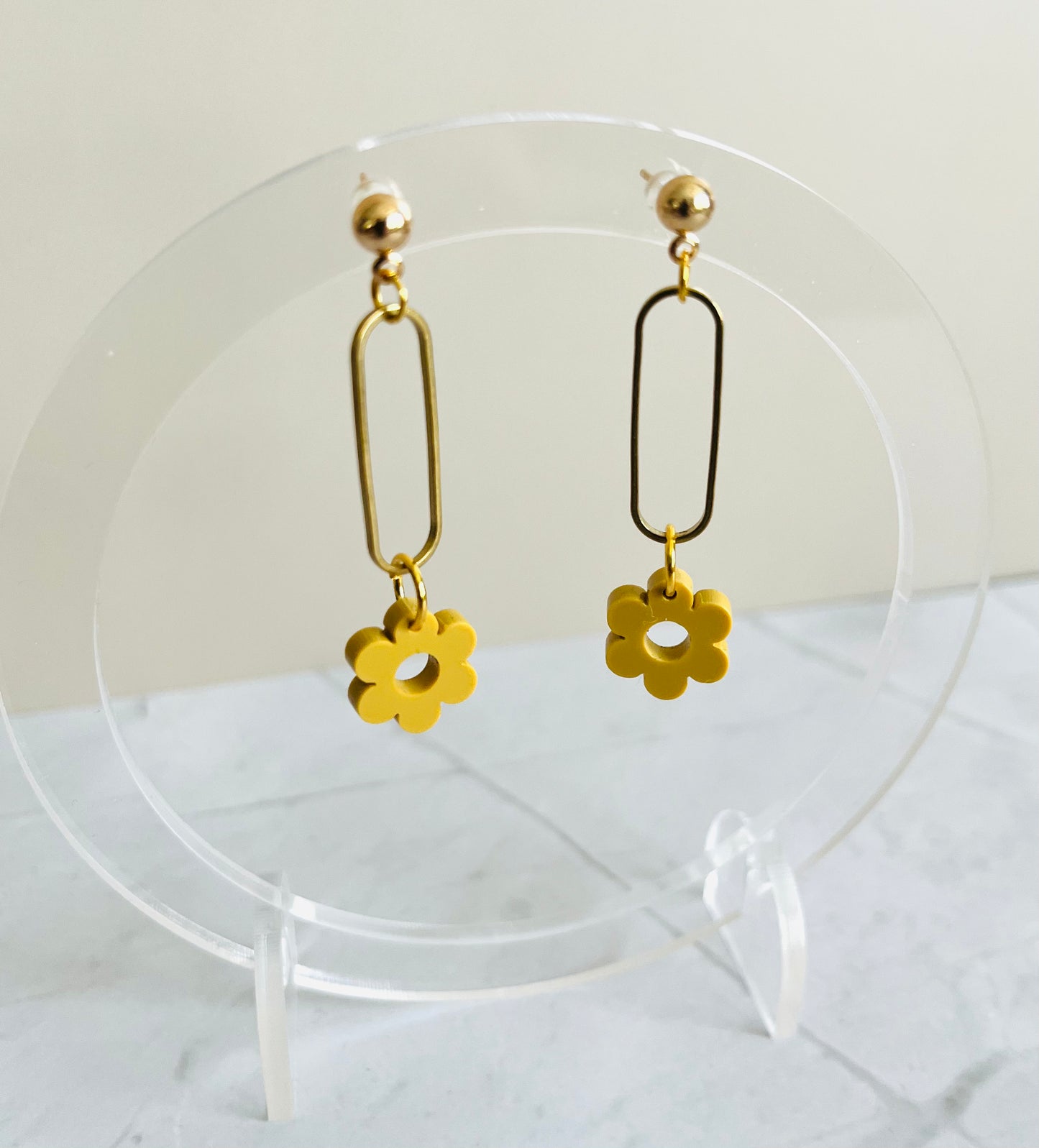 Flower Drop Earrings-Mustard Seed